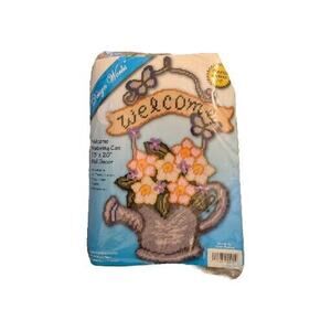 1994 Design Works Welcome Watering Can Plastic Canvas Kit 13x20 Wall Decor